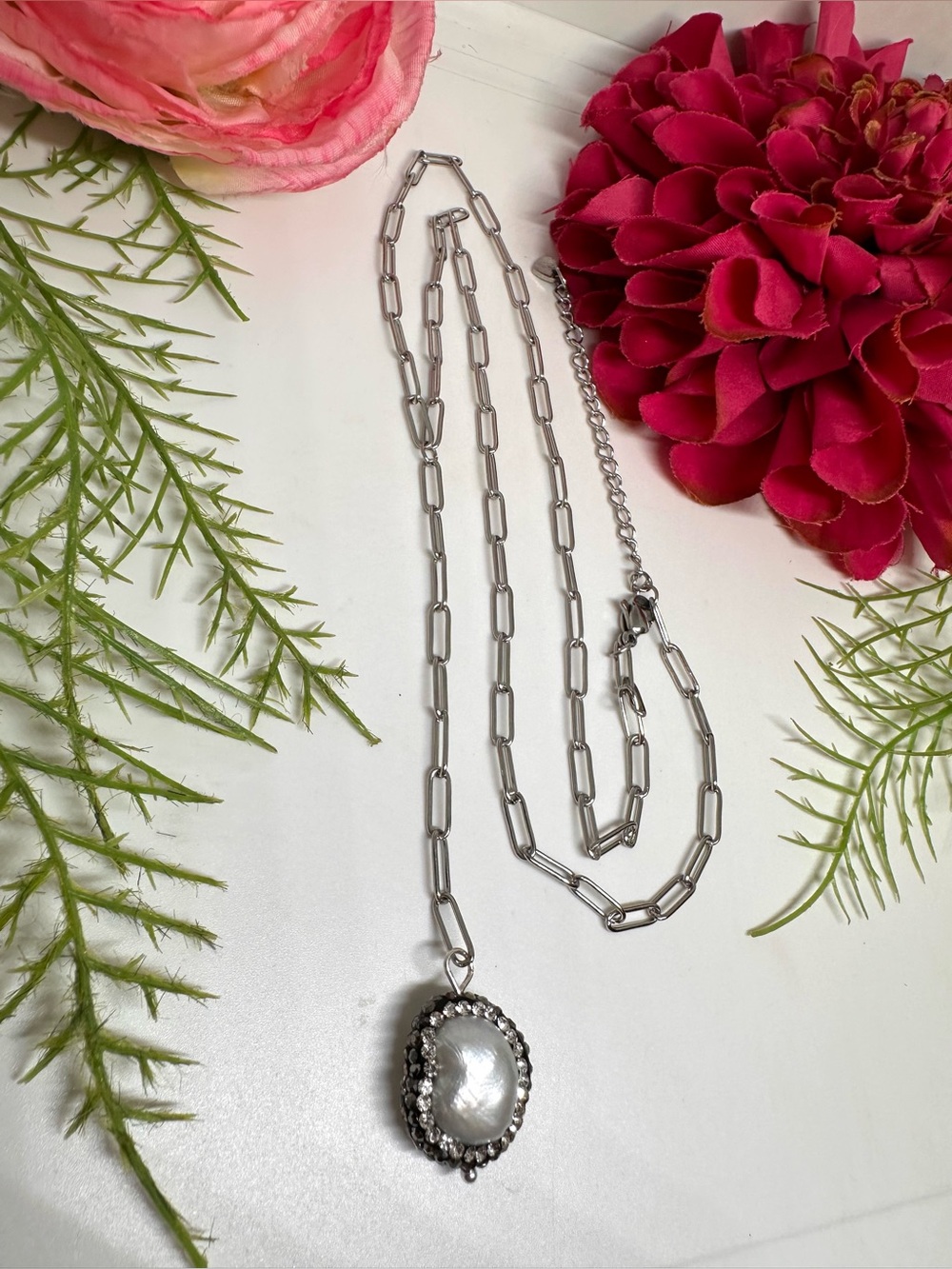 NEW ⚜️ Baroque Pearl Lariat Chain Necklace - Picture 3 of 5